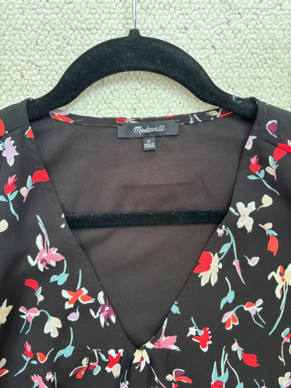 MADEWELL Floral V-Neck Long Sleeve Top Size M - Picture 4 of 9